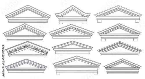 Konstfotografi Classical Architectural Pediment Icon Set