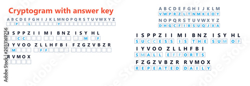 Photography Brain teaser cryptogram with inspiring hidden message and alphabet cipher answer