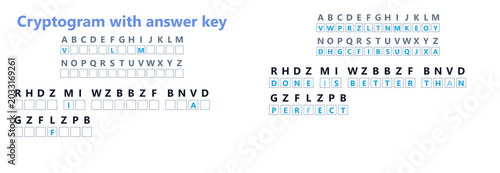 Canvas-taulu Motivational cryptogram puzzle with cipher key and inspirational hidden message