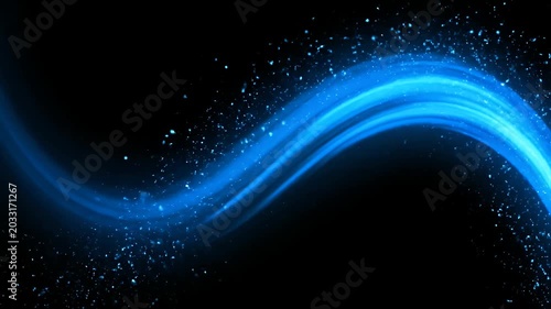 Abstract blue light streak on black background for digital designs