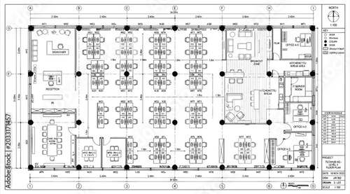 Canvas Print Architectural floor plan of a modern office space layout