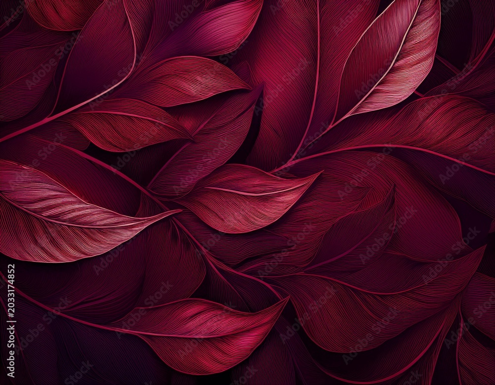 Obraz premium deep burgundy leaf pattern background