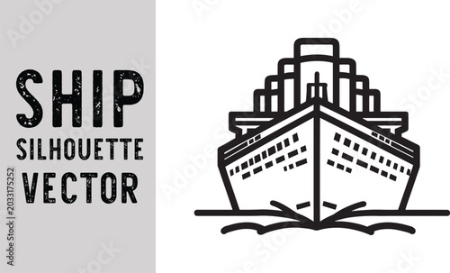 Minimalist Cargo Ship Silhouette Vector for Logistics and Maritime Branding