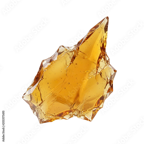 Amber Glass Shard with Bubbles Isolated