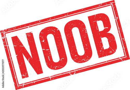 Bild auf Leinwand A distressed red ink rubber stamp impression featuring the word NOOB in bold cap