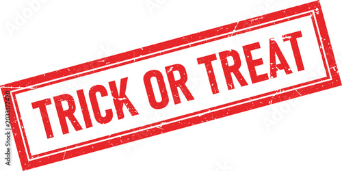 Billede på lærred A grunge style red rubber stamp imprinted with the phrase TRICK OR TREAT in dist