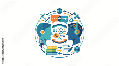 Fotografie Illustration of language translation services and communication concepts