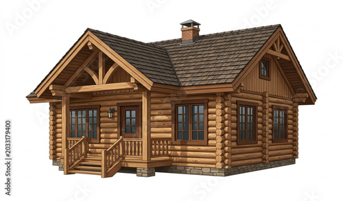 Traditional timber house vector illustration isolated on white background