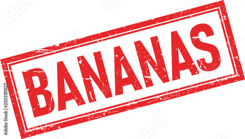 Canvastavla Distressed red rectangular rubber stamp impression with the word BANANAS in bold
