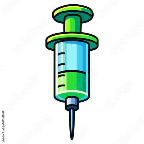 Plastic xi-lanh injection icon, sharp needle or vaccination asset for healthcare graphic design
