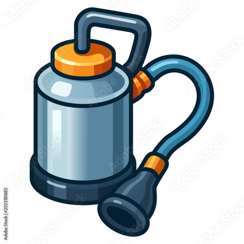 Portable Animal Milker / Pressure garden sprayer with hose and nozzle cartoon vector illustration isolated on white background