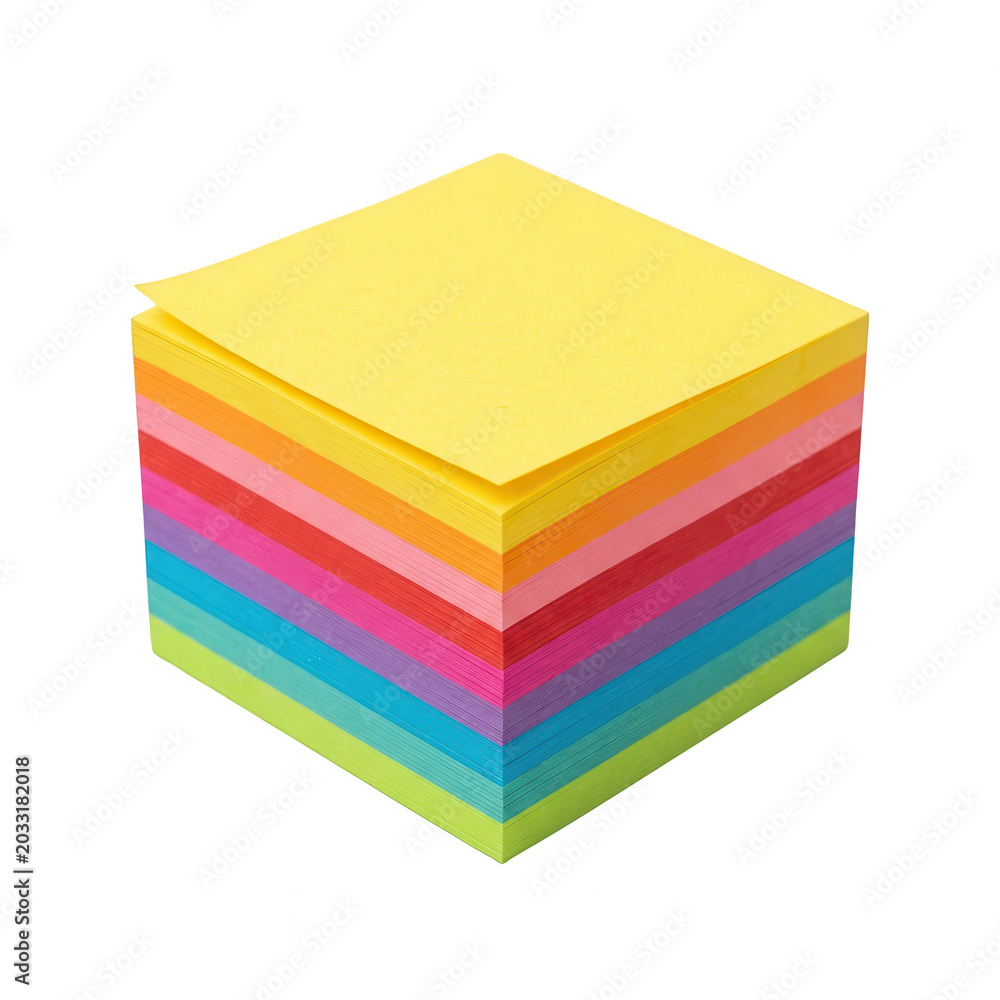 Fototapeta premium Vibrant Stack of Multicolored Sticky Notes