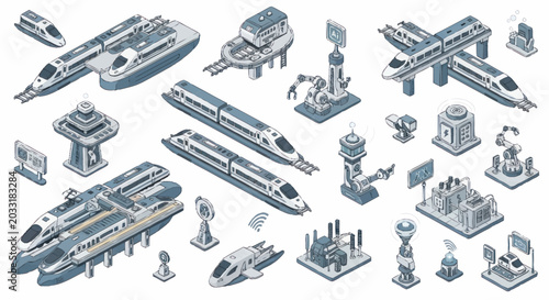 Konstfotografi Futuristic Transportation and Technology Collection Isometric View