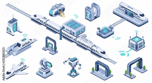 Cuadro en lienzo Futuristic high-speed train system with advanced technology elements