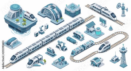 Fotografija Futuristic high-speed train transportation system and infrastructure