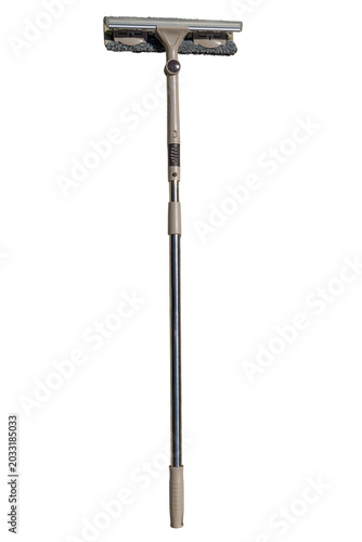 Telescopic window squeegee tool with dual blade sponge cleaner