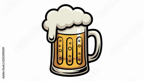 Quadro su tela Cartoon style mug with foam vector illustration on a white background beer stein