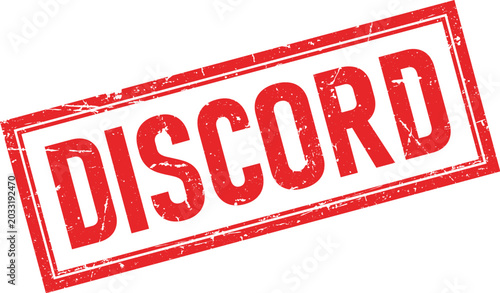 Tableau sur toile Red distressed grunge rubber stamp impression with the word Discord isolated on