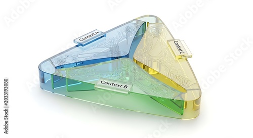 Colorful transparent triangle diagram with three sections