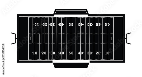 American football field silhouette diagram with yard lines and numbers