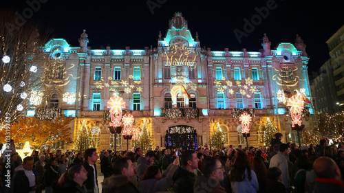 Slika na platnu Ayuntamiento en las Navidades en Santander, Cantabria, España