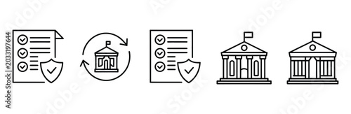 Tableau sur toile Policy development web banner icons, vector concept featuring policy strategy, r