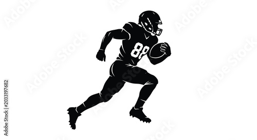 American football player silhouette running with ball