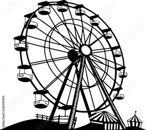 Canvas Print Vintage Ferris wheel silhouette