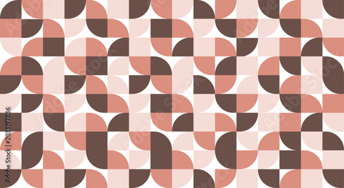 Cuadro en lienzo Abstract mid century modern geometric seamless pattern with curved circle shapes in earth tones