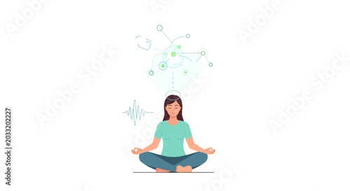 Canvas Print Woman Meditating, Mindful, Calm, Inner Peace, Focus, Brain Activity, Mental Heal