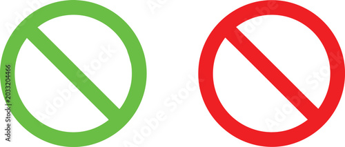 Bild auf Leinwand Green and red forbidden signs for approval and denial concepts in simple flat ve