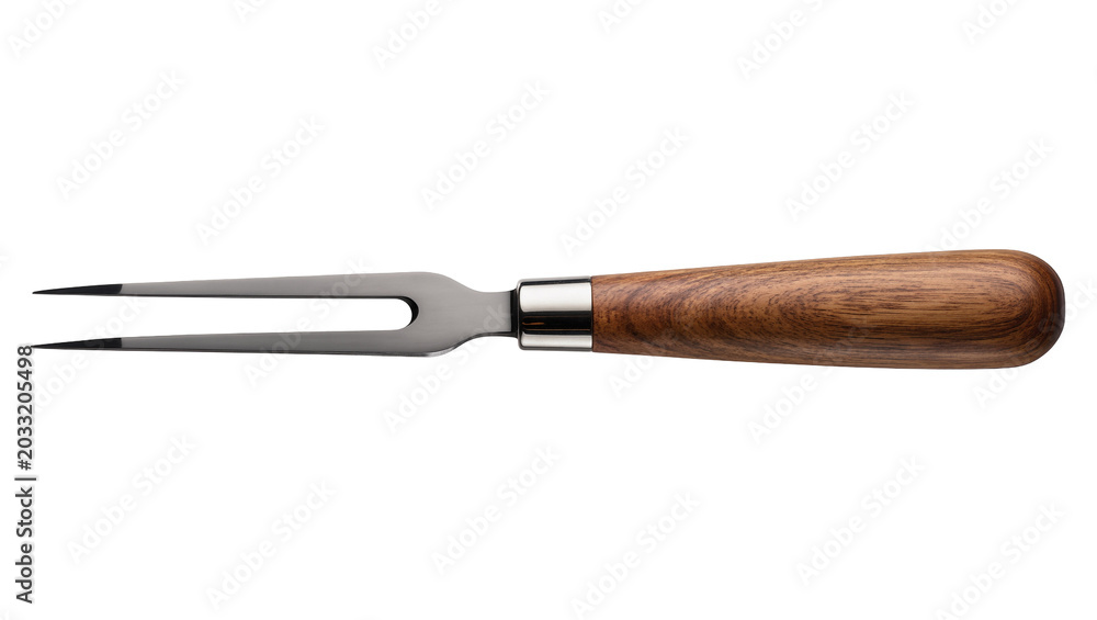 Αυτοκόλλητο Metal carving fork with wooden handle and steel ferrule