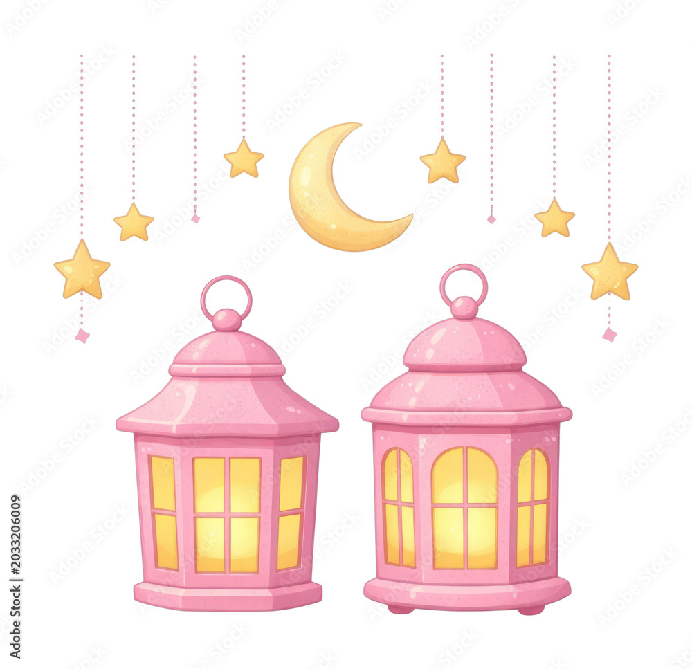 Obraz premium Charming lanterns under starry sky.