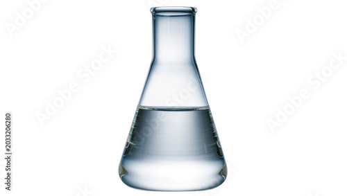 Fotografie Glass Erlenmeyer flask with clear liquid