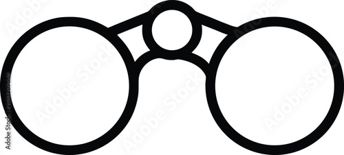 binoculars with dual eyepieces and neck strap line art vector illustration on transparent background