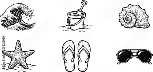 Photos Black and white beach icons