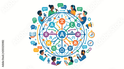 фотографія Global Communication and Language Translation Concept Illustration