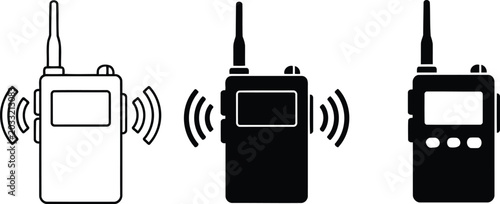 Bild auf Leinwand Portable radio walkie talkie communication device icons for security and field w
