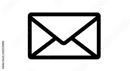 Quadro em tela Simple black and white envelope icon, communication symbol, email message graphi
