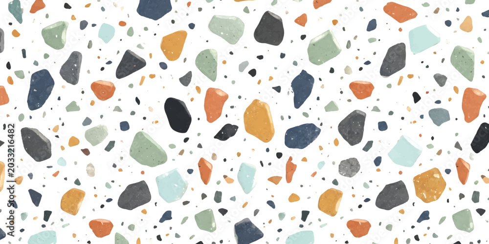 Fototapeta premium Seamless terrazzo pattern with colorful stone chips and granite texture