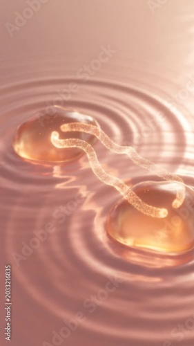 Biological Cells Connecting in a Glowing Liquid Medium