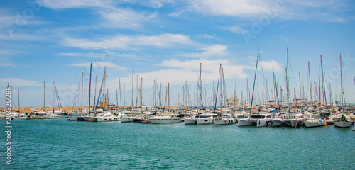 Bild auf Leinwand yachts in marina in Hammamet Tunisia.