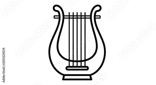 Bild auf Leinwand Ancient Lyre Icon - Black and White Vector Illustration of a Harp-like String In
