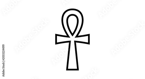 Photos Ancient Egyptian Ankh Symbol of Life, Line Art on White Background