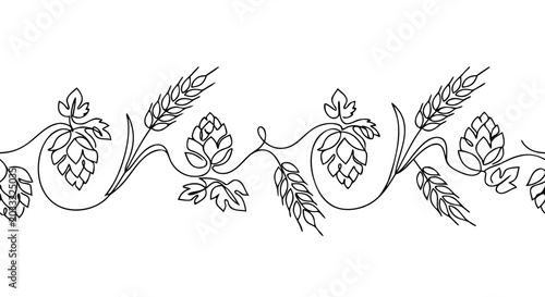 Beer hops and barley craft brewery border