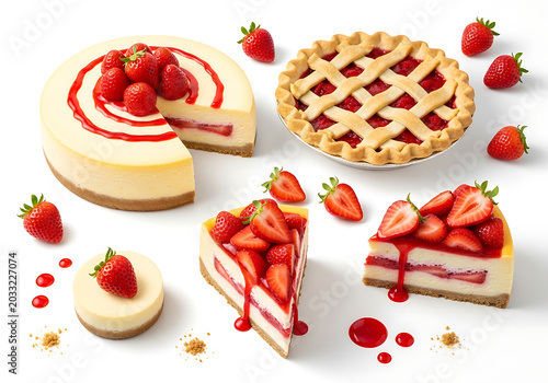 Delicious strawberry desserts with whipped cream