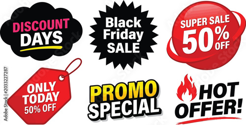 Foto Marketing promotion sale discount tags vector collection