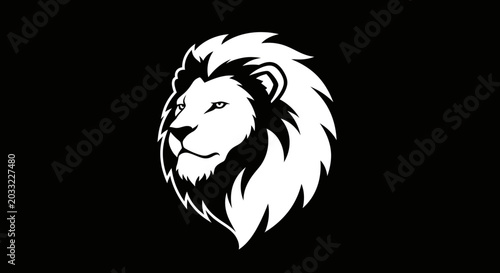 Bild auf Leinwand Majestic Lion Head Silhouette Icon, Black and White, Vector Art, Symbol of Stren