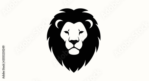 Bild auf Leinwand Majestic Lion Head Silhouette Logo Emblem, Regal Animal Symbol, Bold Black and W
