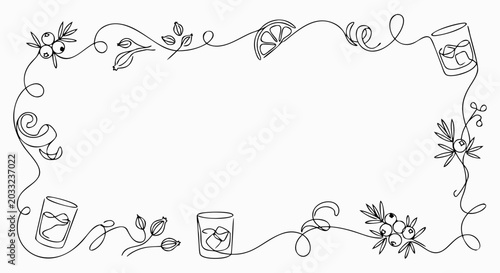 Gin and tonic botanical cocktail border